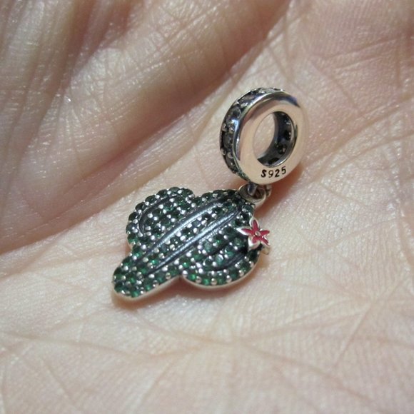 Cactus Charm Bead~Sterling Silver & Cubic Zirconia's~STUNNING!! - Picture 3 of 8